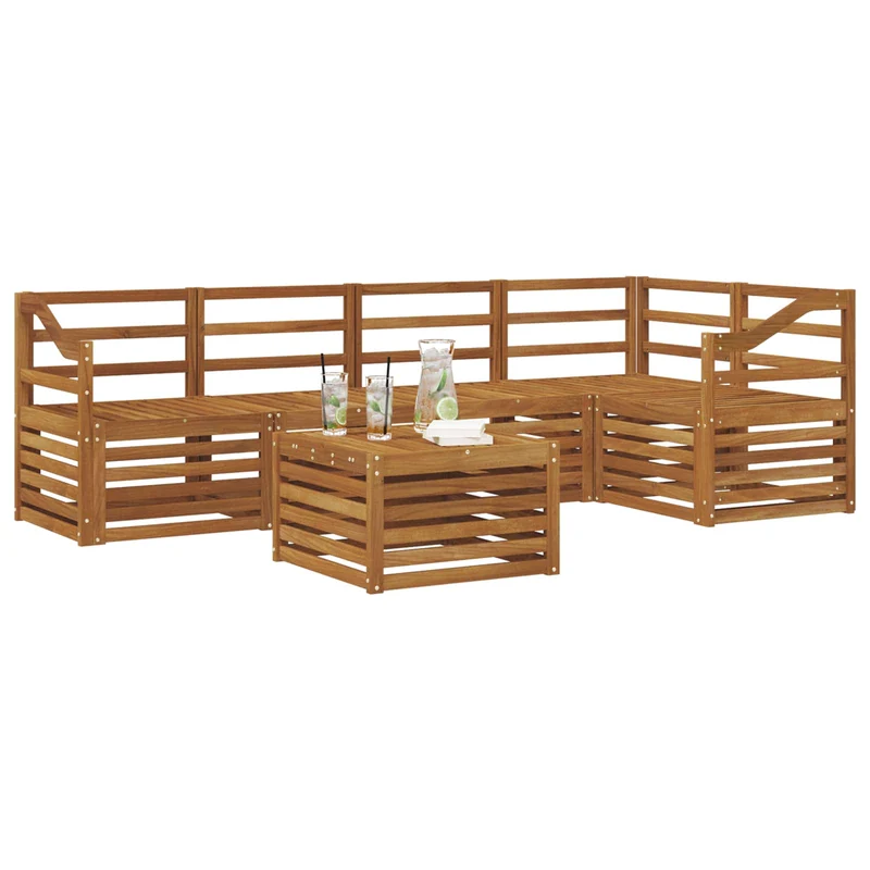 Outdoor Sofa Set 6 pcs Natural Polyester
