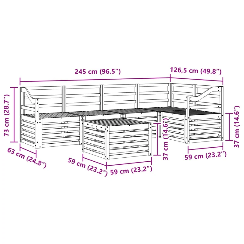 Outdoor Sofa Set 6 pcs Natural Polyester