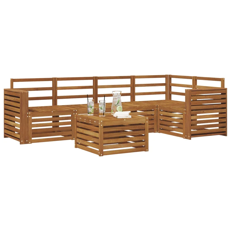 Outdoor Sofa Set 6 pcs Natural Polyester