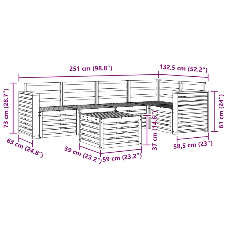 Outdoor Sofa Set 6 pcs Natural Polyester