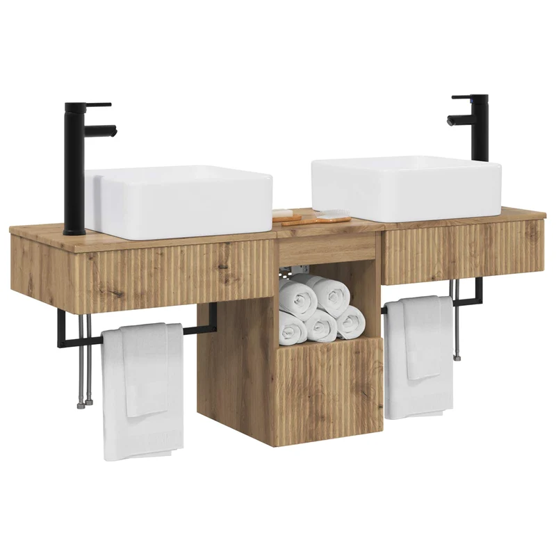 Bathroom Furniture Set 3 pcs Artisan Oak Engineered Wood