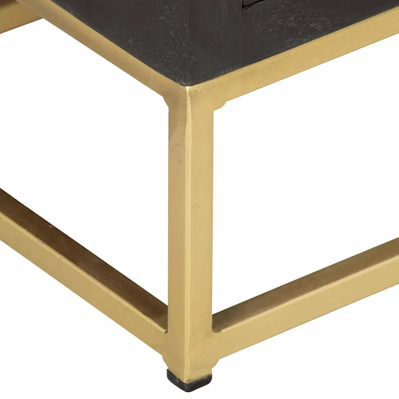 Drawer Cabinet Black and Gold 45x30x105 cm Solid Mango Wood