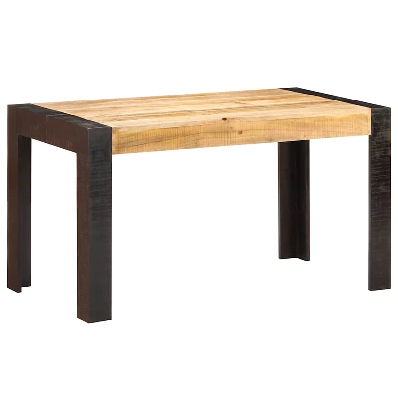 289654 vidaXL Dining Table 140x70x76 cm Solid Rough Mango Wood