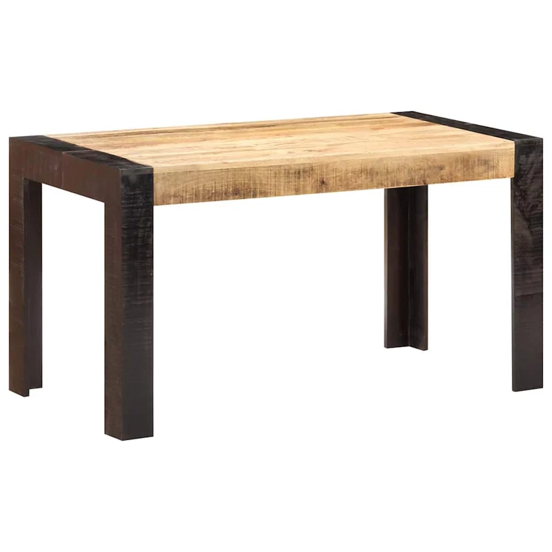 289654 vidaXL Dining Table 140x70x76 cm Solid Rough Mango Wood