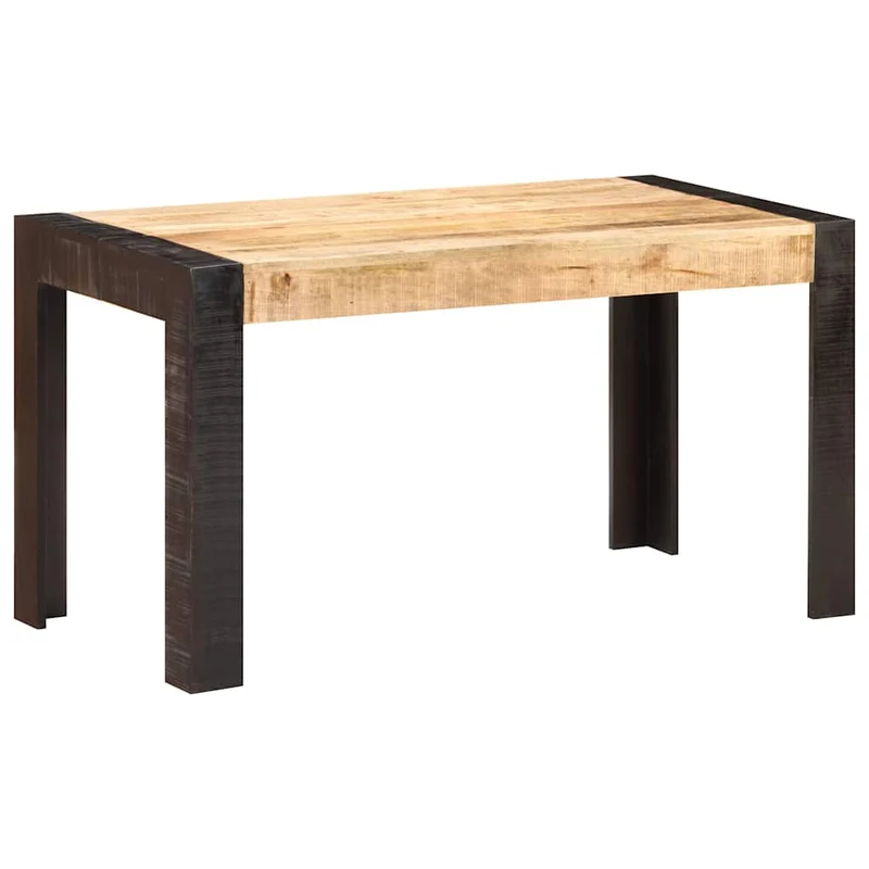 289654 vidaXL Dining Table 140x70x76 cm Solid Rough Mango Wood
