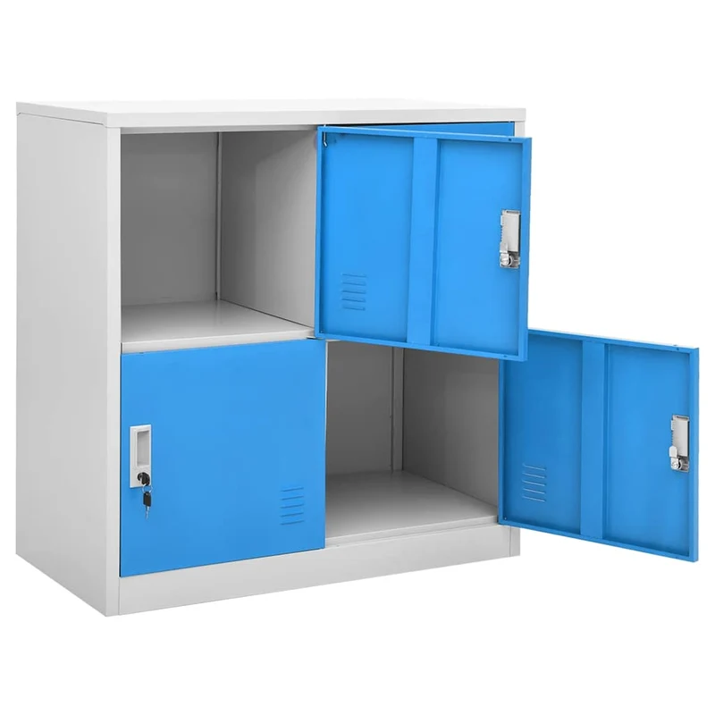 Locker Cabinets 2 pcs Light Grey and Blue 90x45x92,5 cm Steel