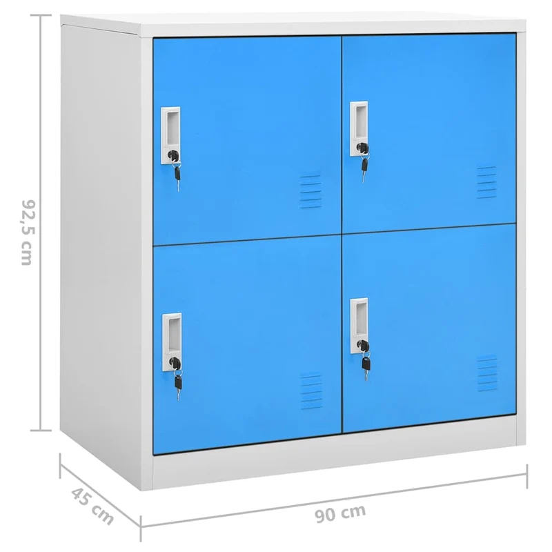 Locker Cabinets 2 pcs Light Grey and Blue 90x45x92,5 cm Steel