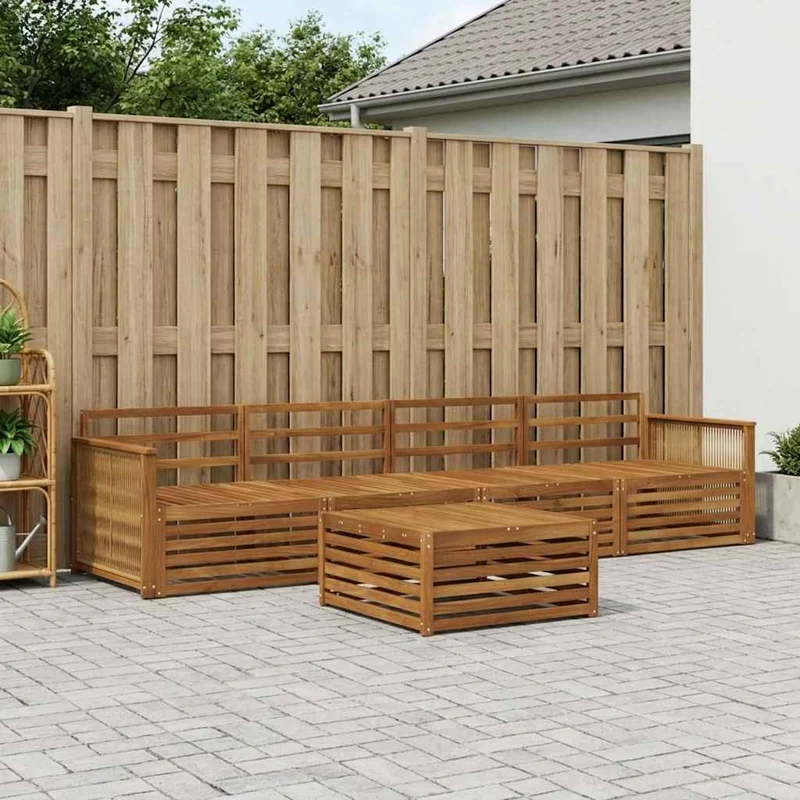 Outdoor Sofa Set 5 pcs Natural Solid Acacia Wood