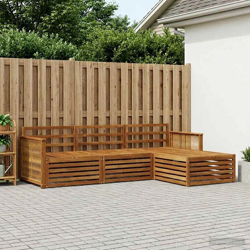 Outdoor Sofa Set 4 pcs Natural Solid Acacia Wood