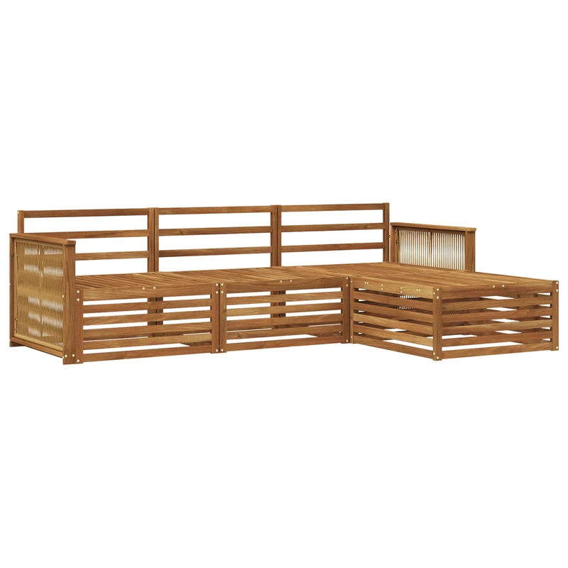 Outdoor Sofa Set 4 pcs Natural Solid Acacia Wood