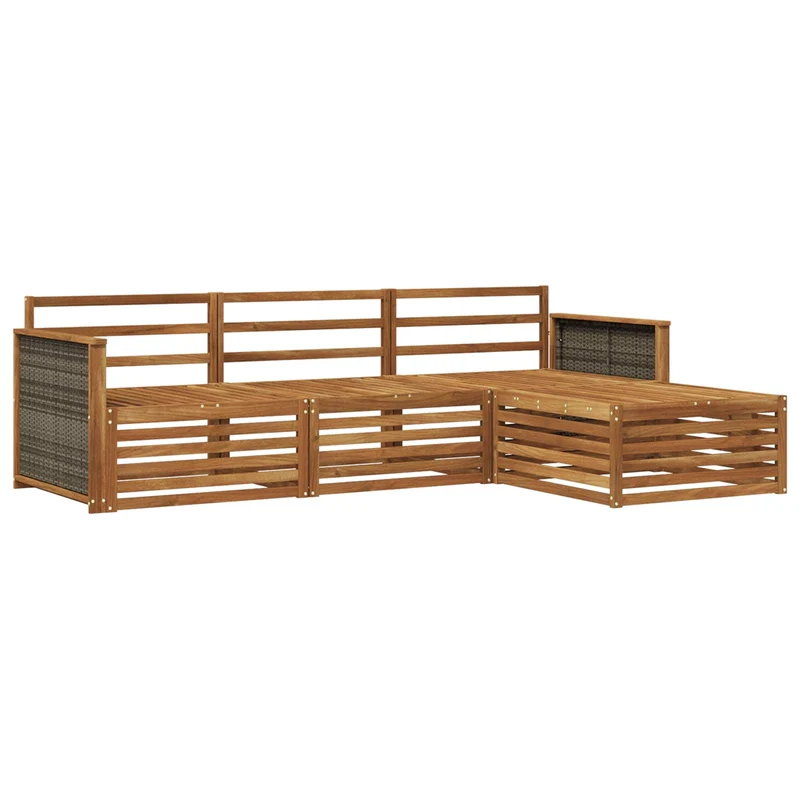Outdoor Sofa Set 4 pcs Natural Solid Acacia Wood