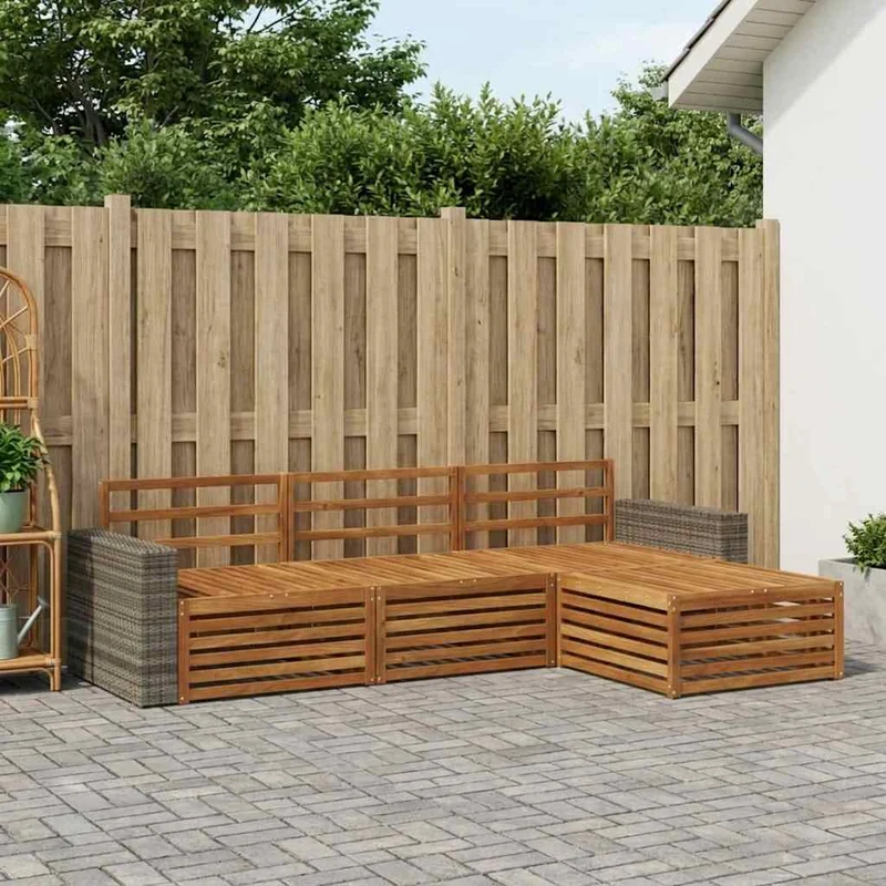 Outdoor Sofa Set 4 pcs Natural Solid Acacia Wood