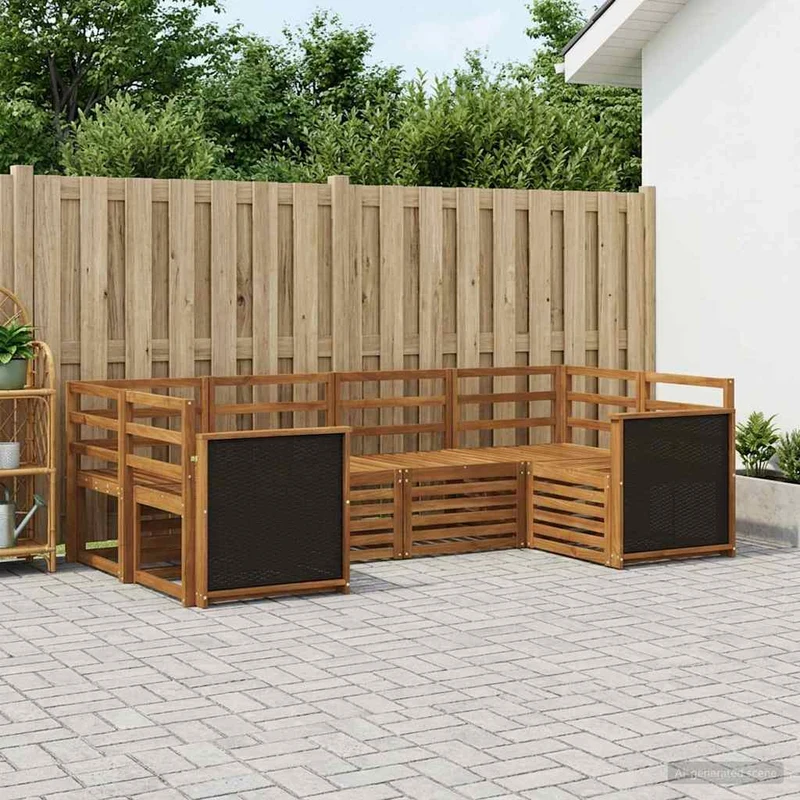 Outdoor Sofa Set 6 pcs Natural Solid Acacia Wood