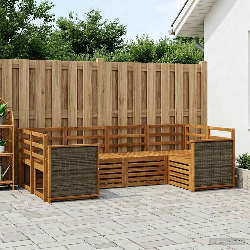 Outdoor Sofa Set 6 pcs Natural Solid Acacia Wood
