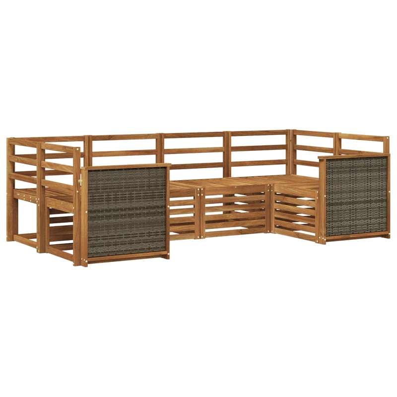 Outdoor Sofa Set 6 pcs Natural Solid Acacia Wood
