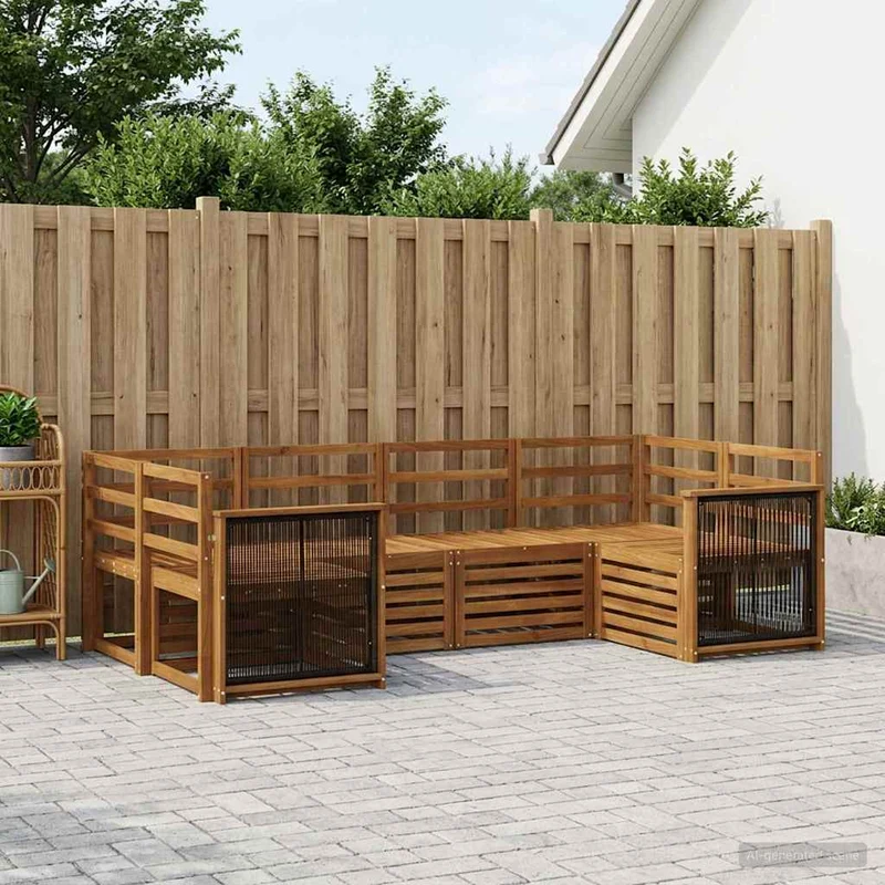 Outdoor Sofa Set 6 pcs Natural Solid Acacia Wood