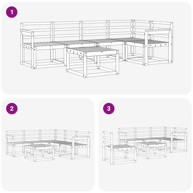 Outdoor Sofa Set 6 pcs White Solid Acacia Wood