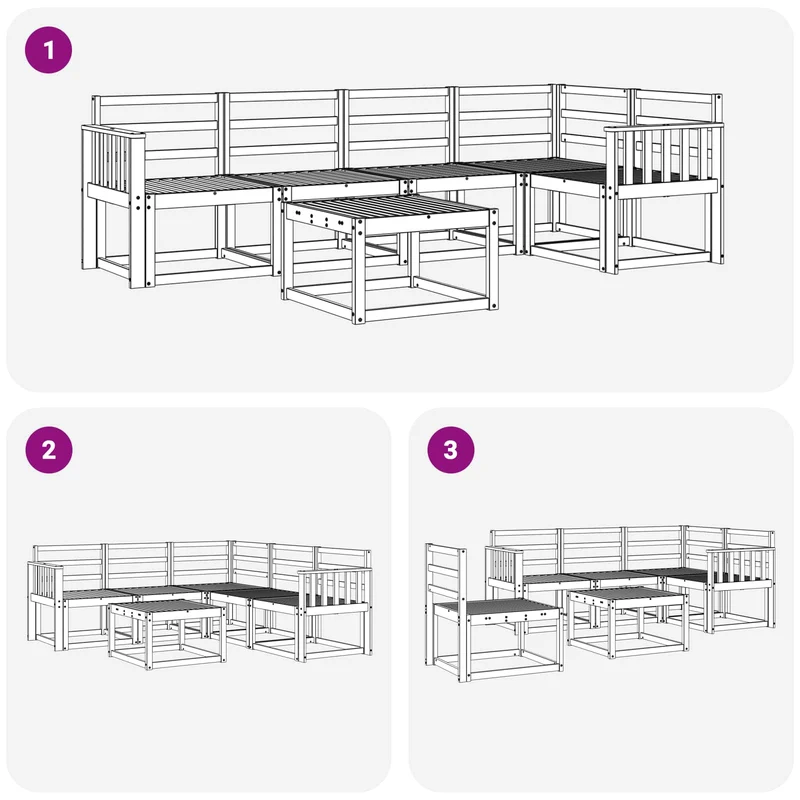 Outdoor Sofa Set 6 pcs White Solid Acacia Wood