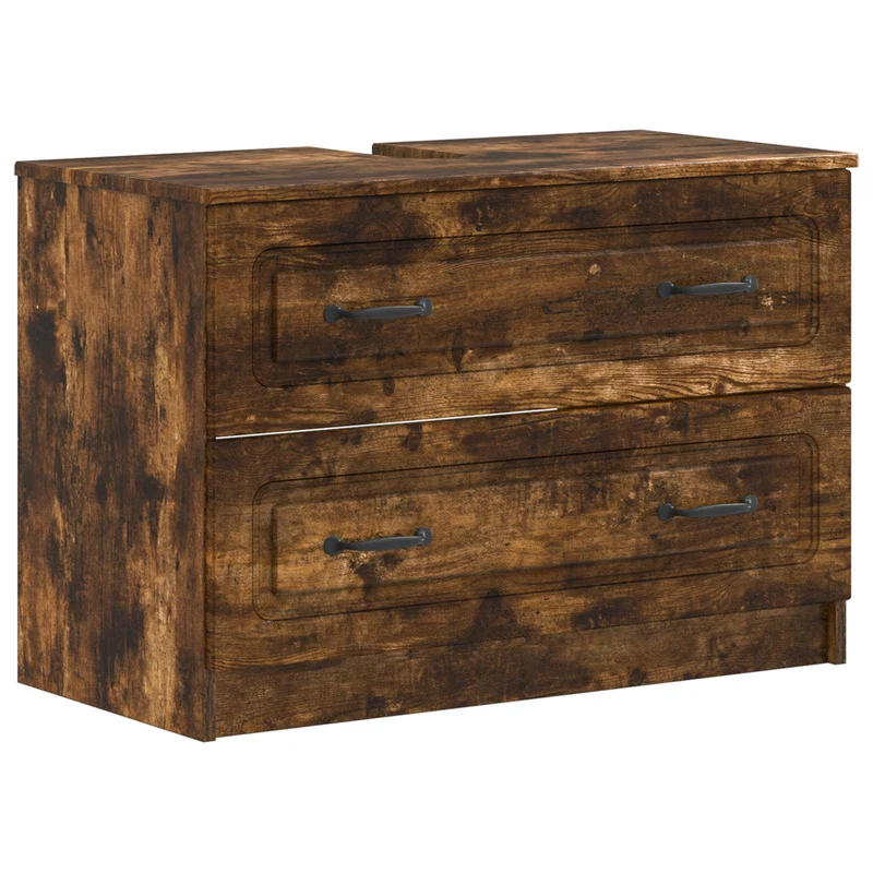 4 Piece Bathroom Cabinet Set UTRECHT Smoked Oak Engineered Wood