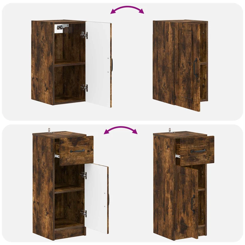 4 Piece Bathroom Cabinet Set UTRECHT Smoked Oak Engineered Wood