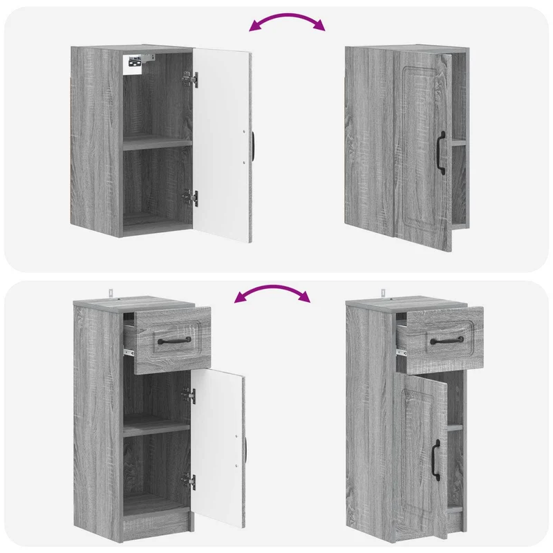 4 Piece Bathroom Cabinet Set UTRECHT Grey Sonoma