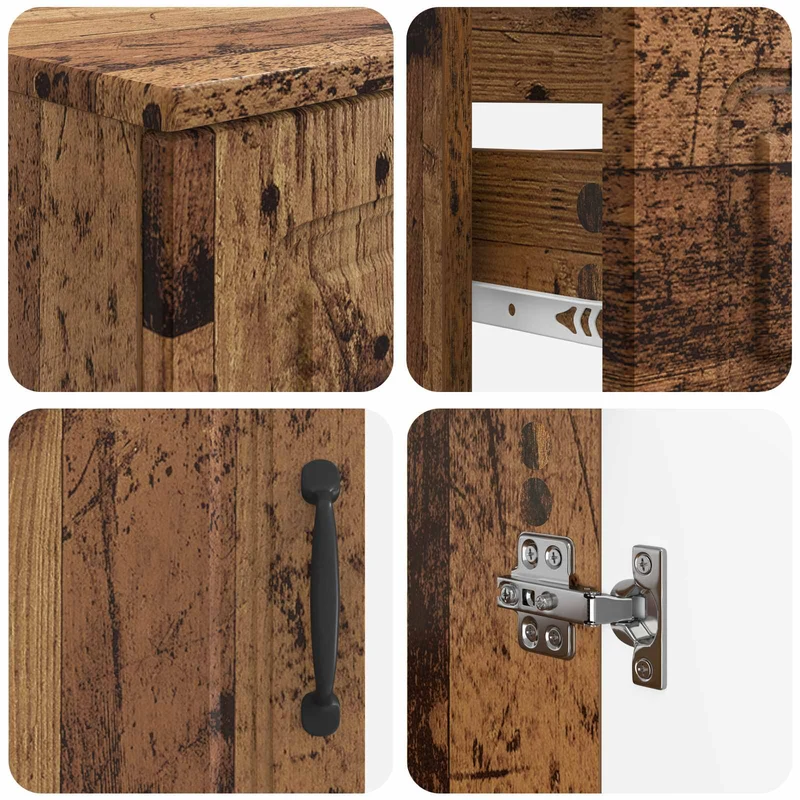 4 Piece Bathroom Cabinet Set UTRECHT Old Wood Engineered Wood