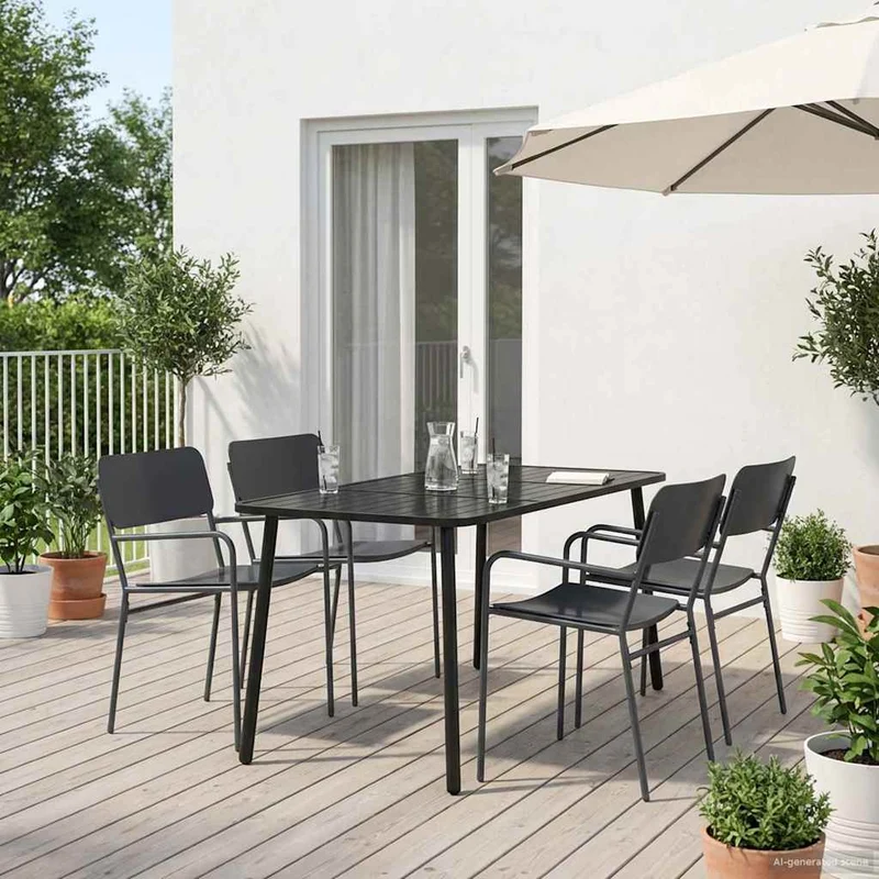 Dining Set 5 pcs Anthracite Steel