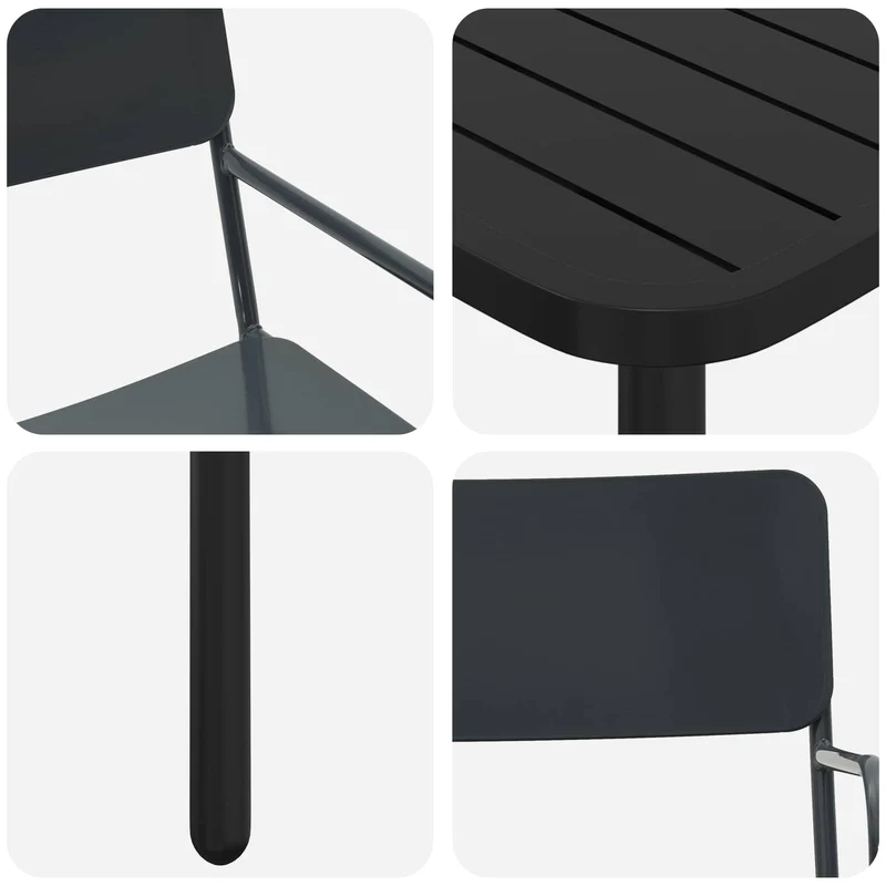 Dining Set 5 pcs Anthracite Steel