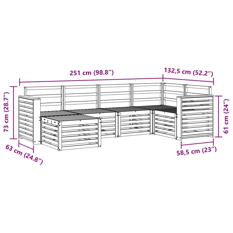 Outdoor Sofa Set 6 pcs White Polyester