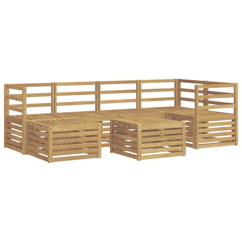 Outdoor Sofa Set 7 pcs White Polyester