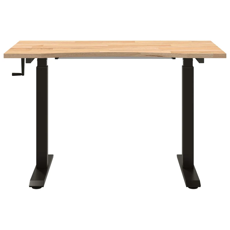 Desk with Storage Black and Natural 120 x 60 cm Solid Oak Wood