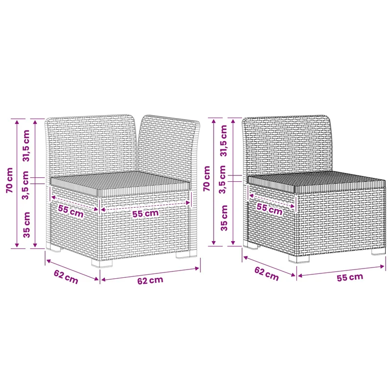 3-Seater Garden Sofa Rattan Look PP Anthracite