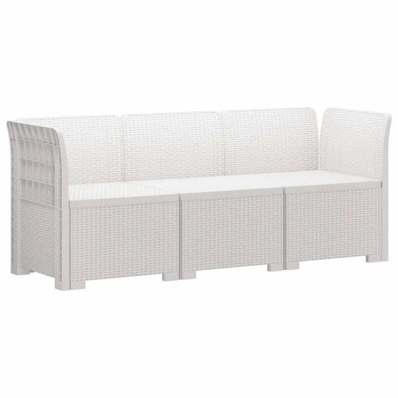 3-Seater Garden Sofa Rattan Look PP White