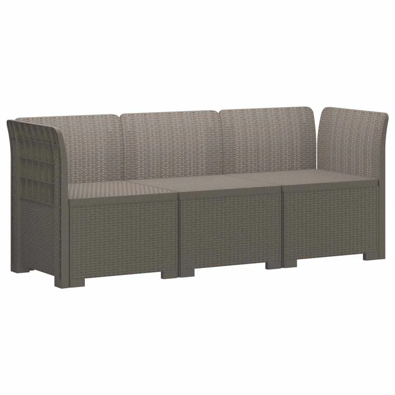 3-Seater Garden Sofa Rattan Look PP Light Grey