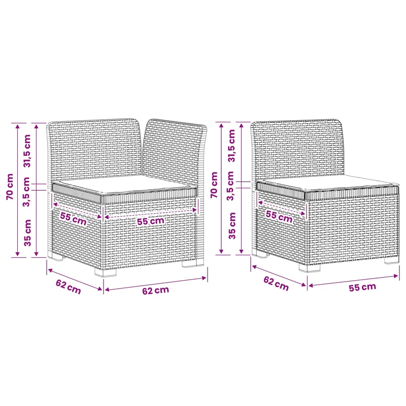 3-Seater Garden Sofa with Cushions Rattan Look PP Anthracite