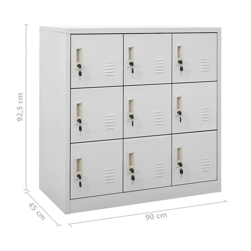 Locker Cabinets 2 pcs Light Grey 90x45x92,5 cm Steel