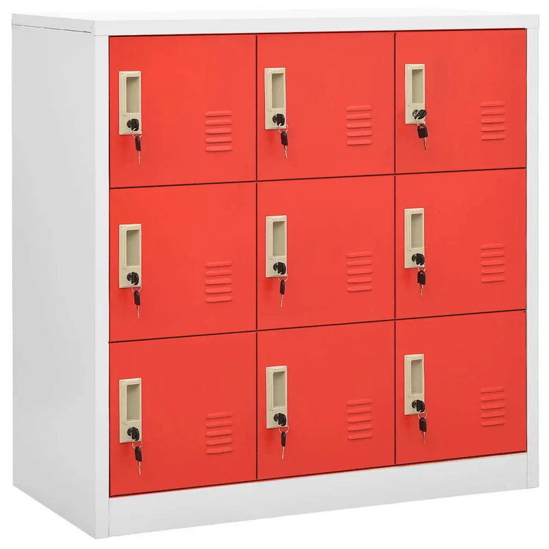 Locker Cabinets 2 pcs Light Grey and Red 90x45x92,5 cm Steel