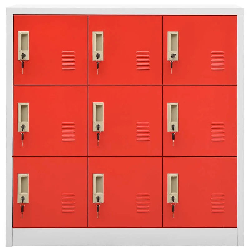 Locker Cabinets 2 pcs Light Grey and Red 90x45x92,5 cm Steel