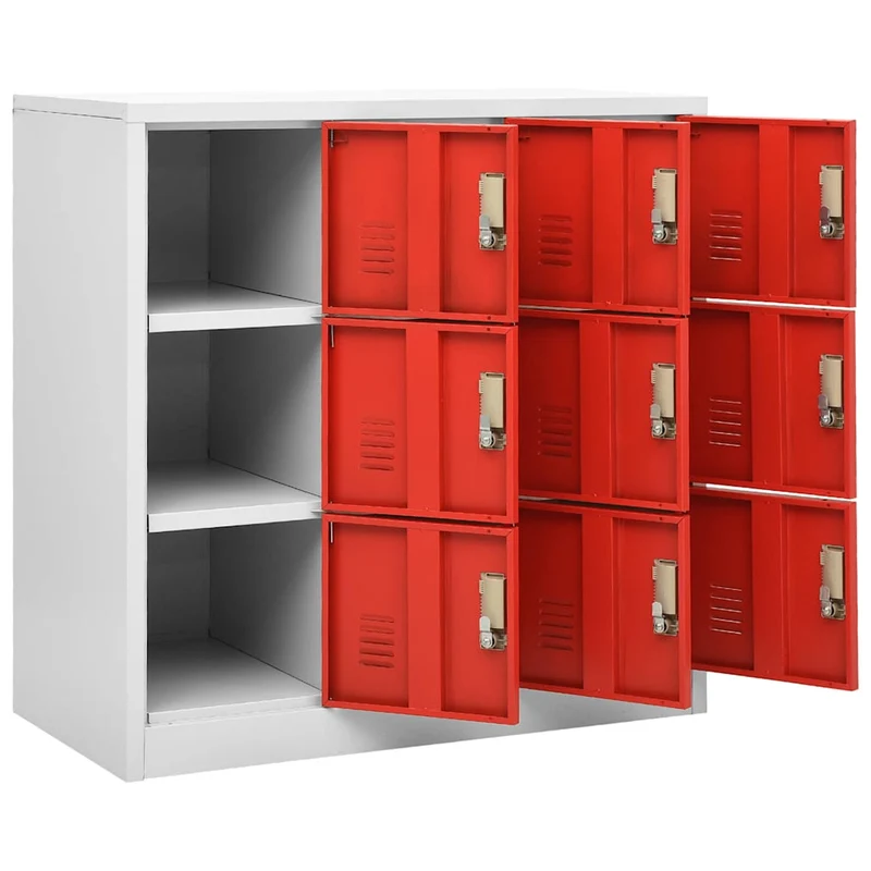 Locker Cabinets 2 pcs Light Grey and Red 90x45x92,5 cm Steel