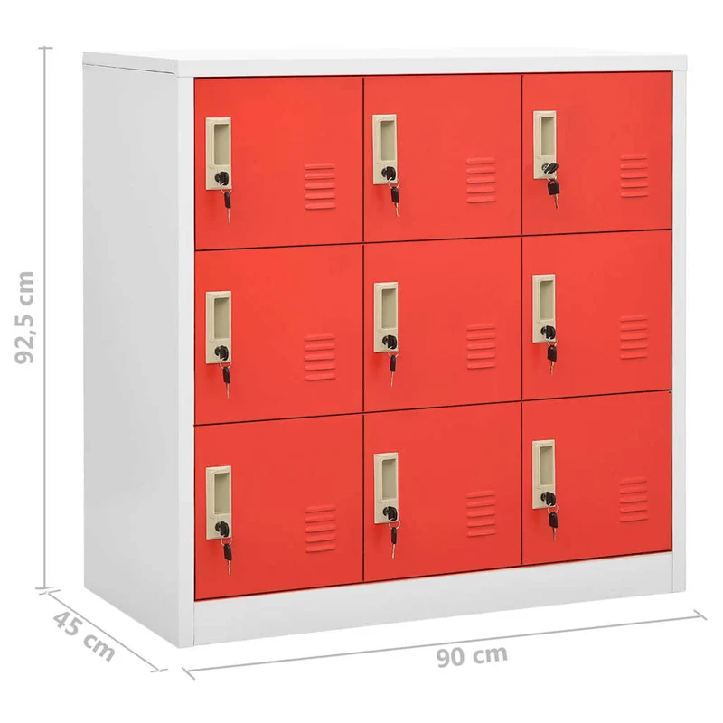 Locker Cabinets 2 pcs Light Grey and Red 90x45x92,5 cm Steel
