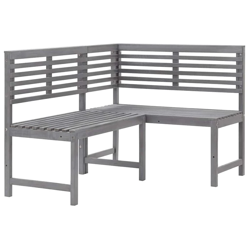 312423 vidaXL Garden Corner Bench Grey 140 cm Solid Acacia Wood