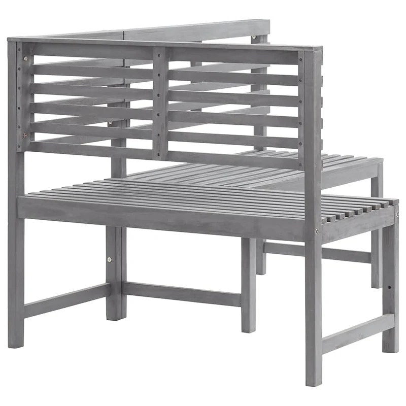 312423 vidaXL Garden Corner Bench Grey 140 cm Solid Acacia Wood