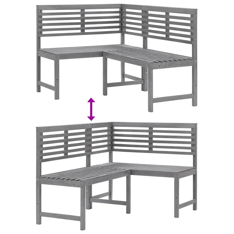 312423 vidaXL Garden Corner Bench Grey 140 cm Solid Acacia Wood