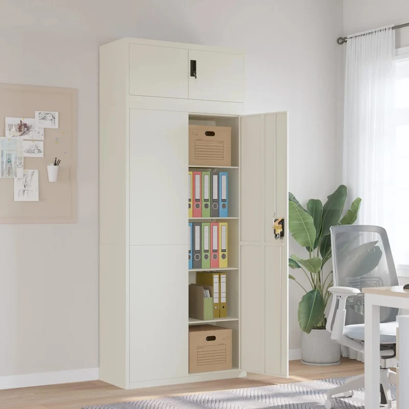 File Cabinet White 90x40x220 cm Steel