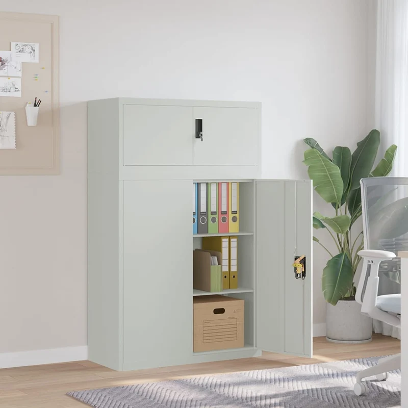 File Cabinet Light Grey 90x40x145 cm Steel