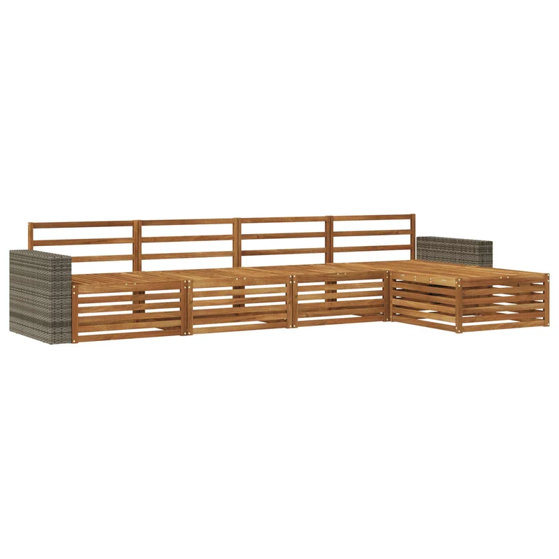 Outdoor Sofa Set 5 pcs Natural Solid Acacia Wood