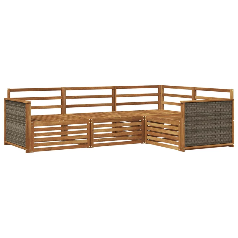 Outdoor Sofa Set 4 pcs Natural Solid Acacia Wood
