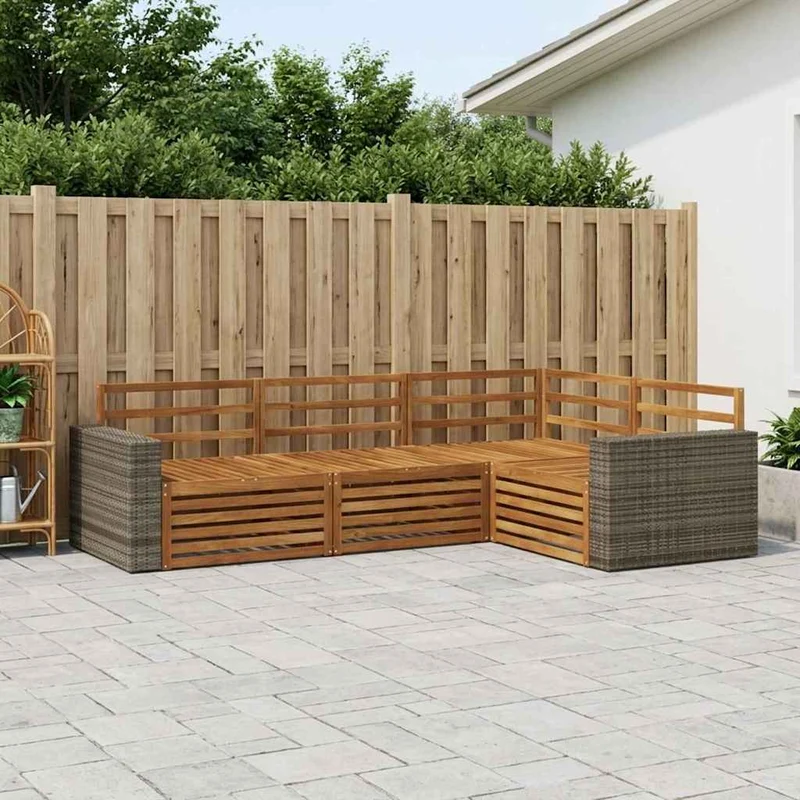 Outdoor Sofa Set 4 pcs Natural Solid Acacia Wood