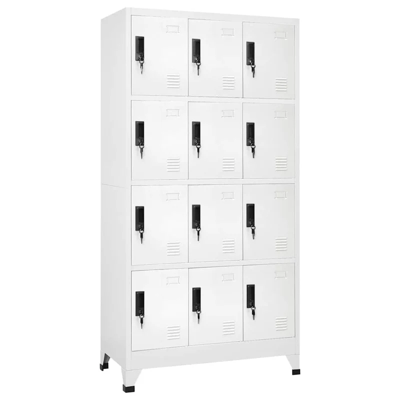 Locker Cabinet White 90x45x180 cm Steel