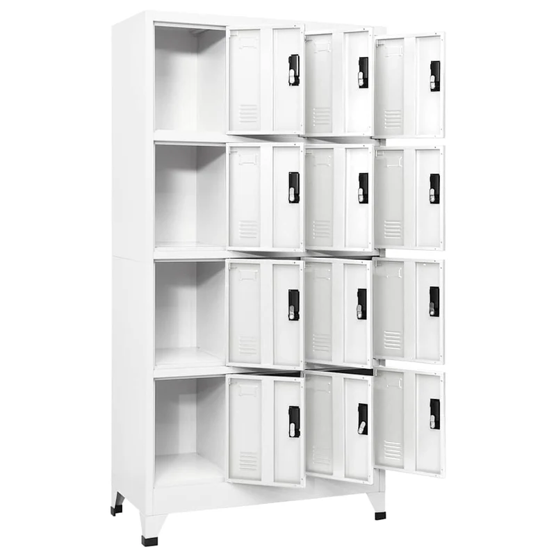 Locker Cabinet White 90x45x180 cm Steel